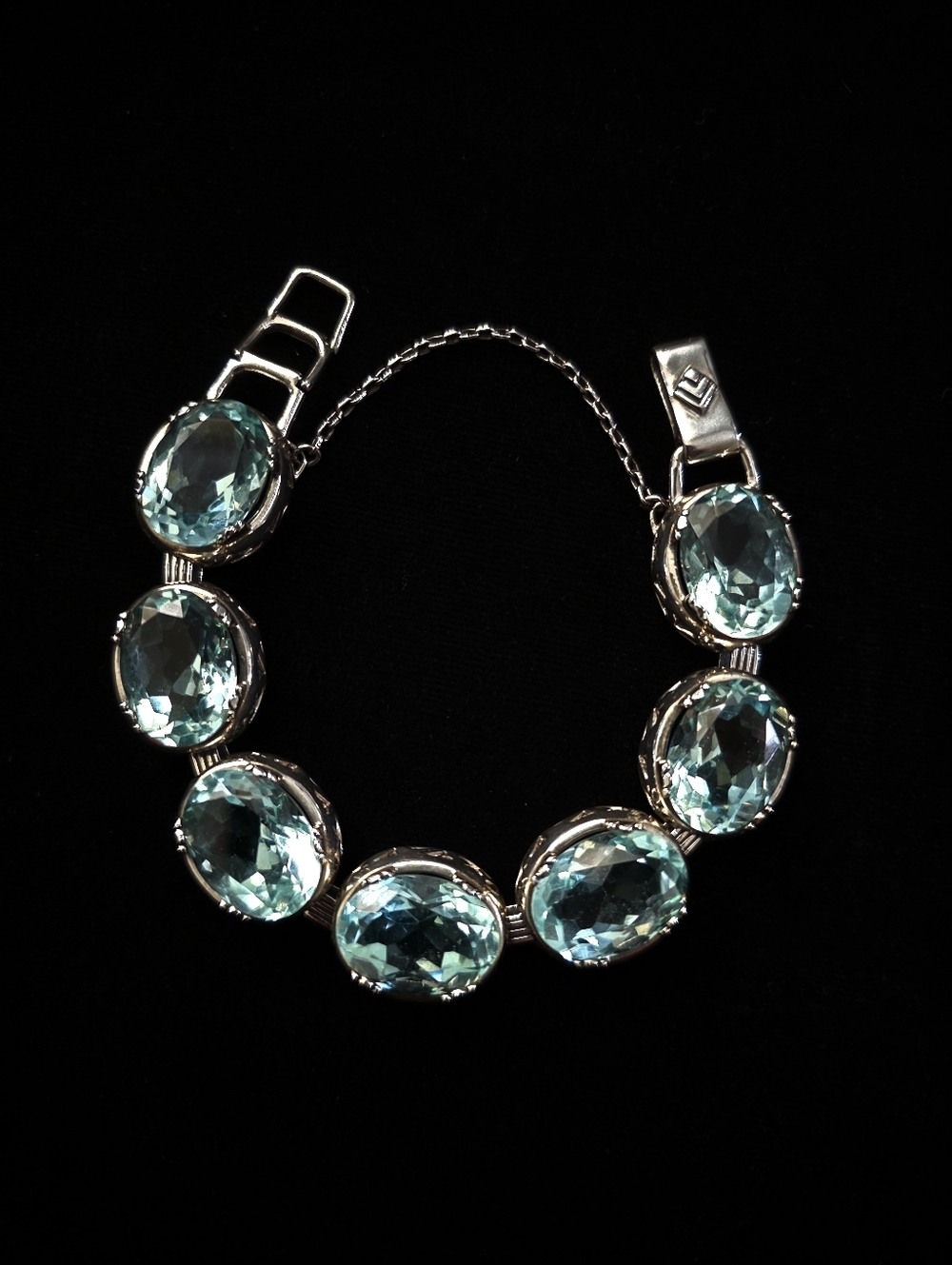 Silpada Sterling Silver and Aqua Blue Glass Lagoon Bracelet - Picture 2 of 5